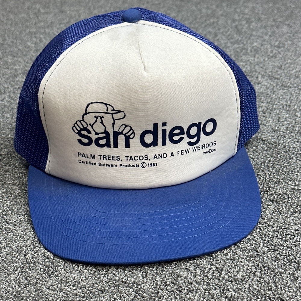 Vintage 1981 San Diego Hat Certified Software Products 80s Trucker SnapBack